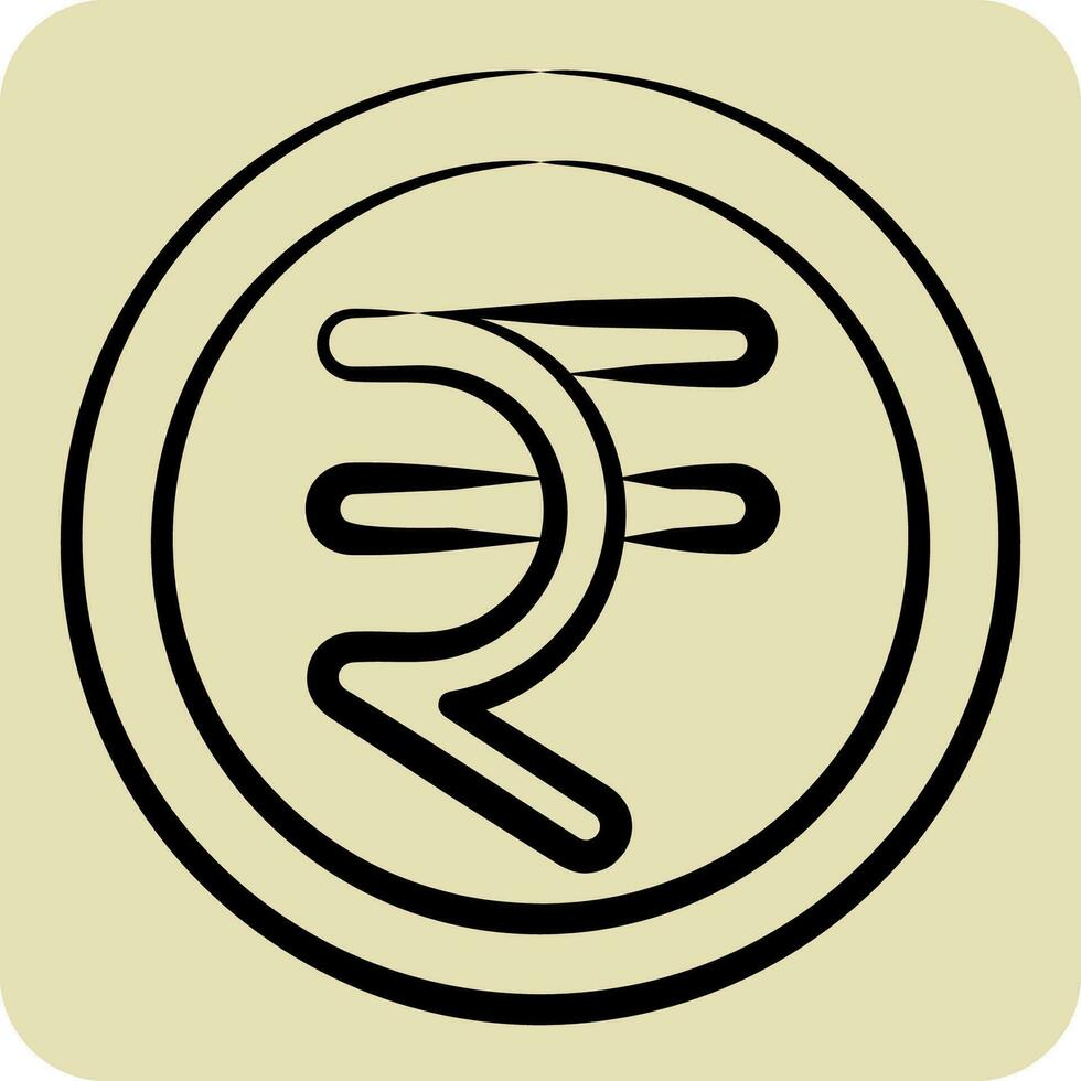 Icon Rupee. related to India symbol. hand drawn style. simple design editable. simple illustration vector