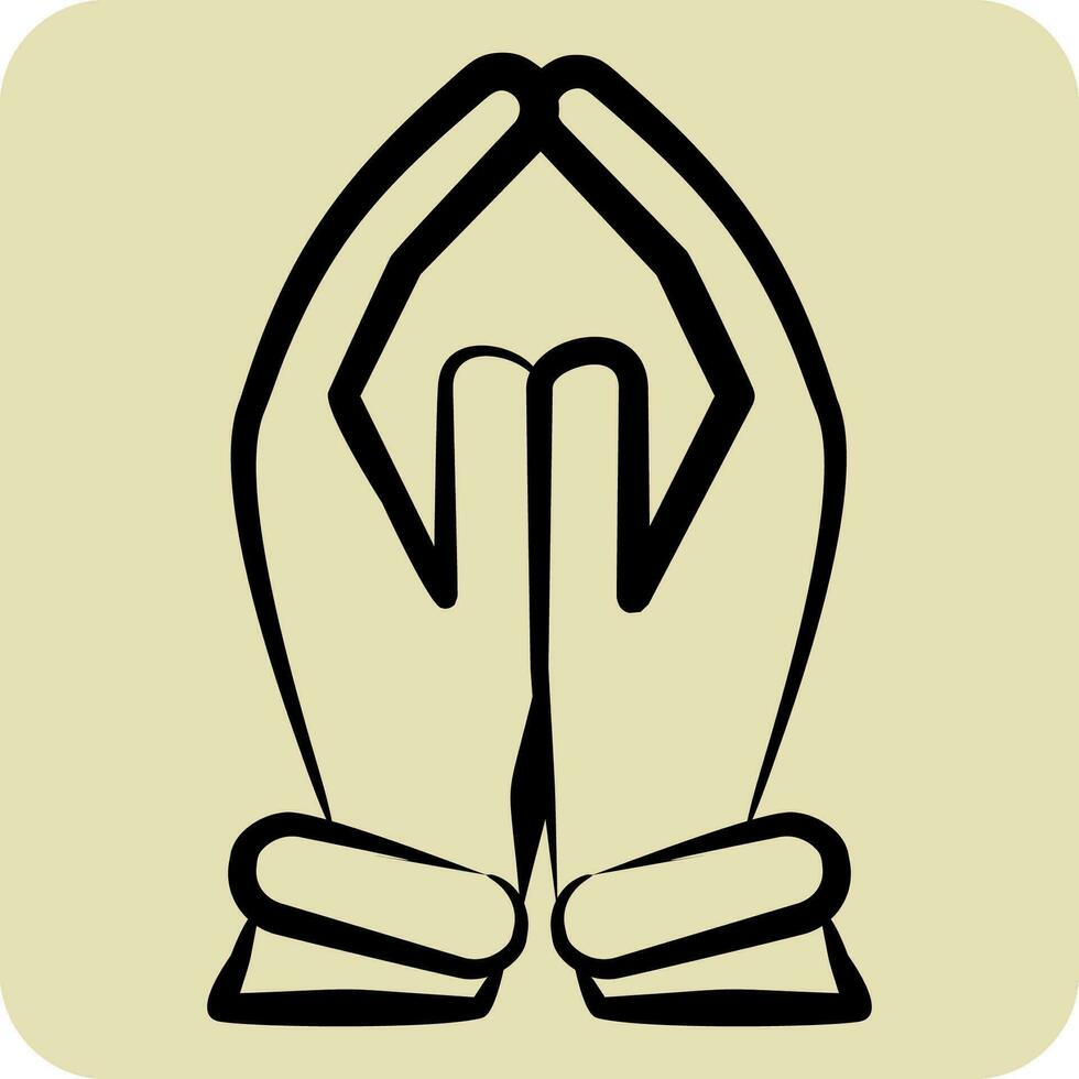 Icon Pray. related to India symbol. hand drawn style. simple design editable. simple illustration vector