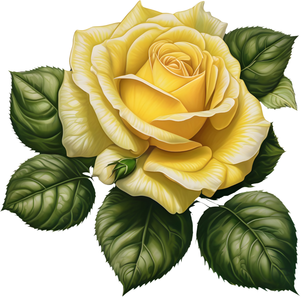 A painting of rose flowers and leaves. AI-Generated. png