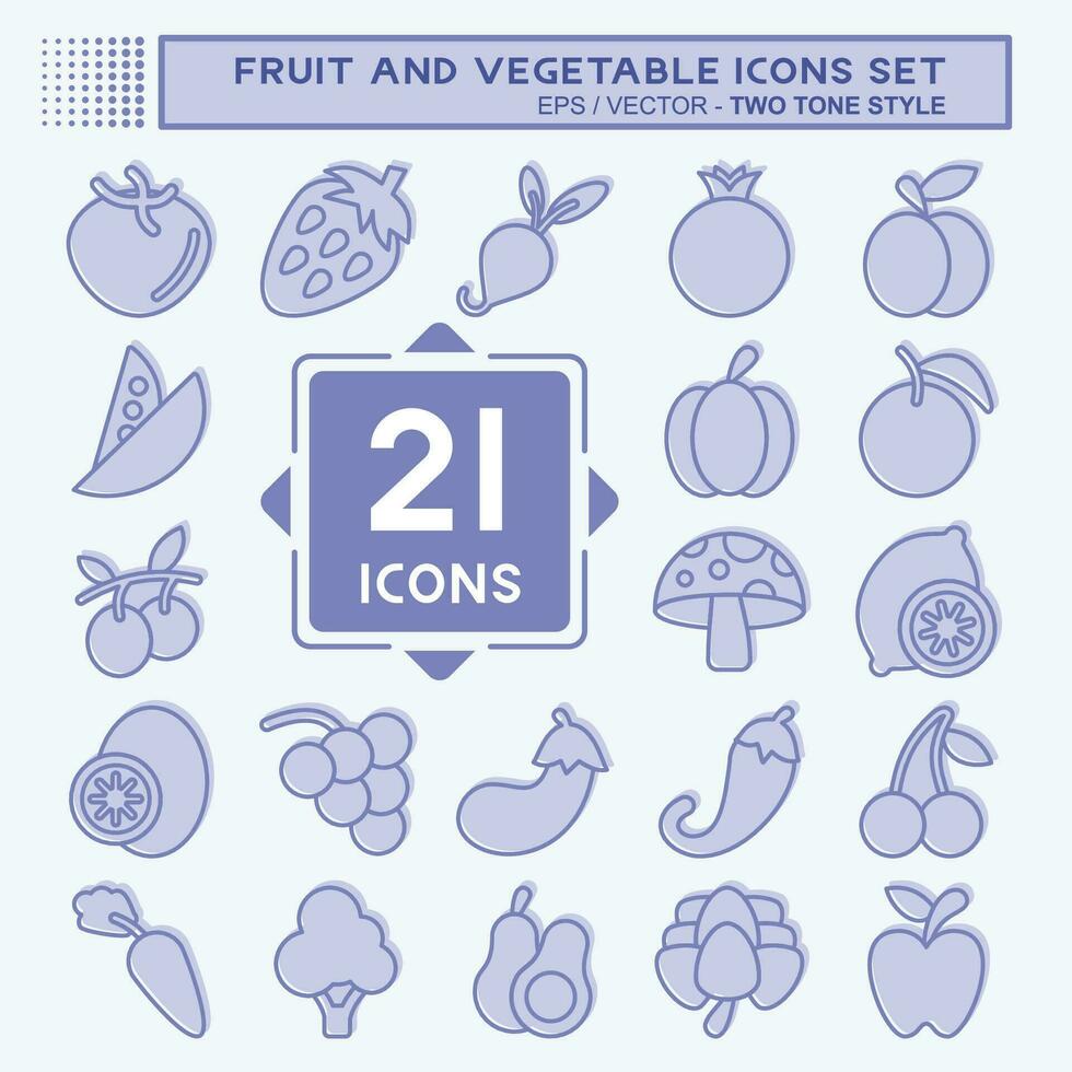 Icon Set Fruit and Vegetable. related to Healthy symbol. two tone style. simple design editable. simple illustration vector