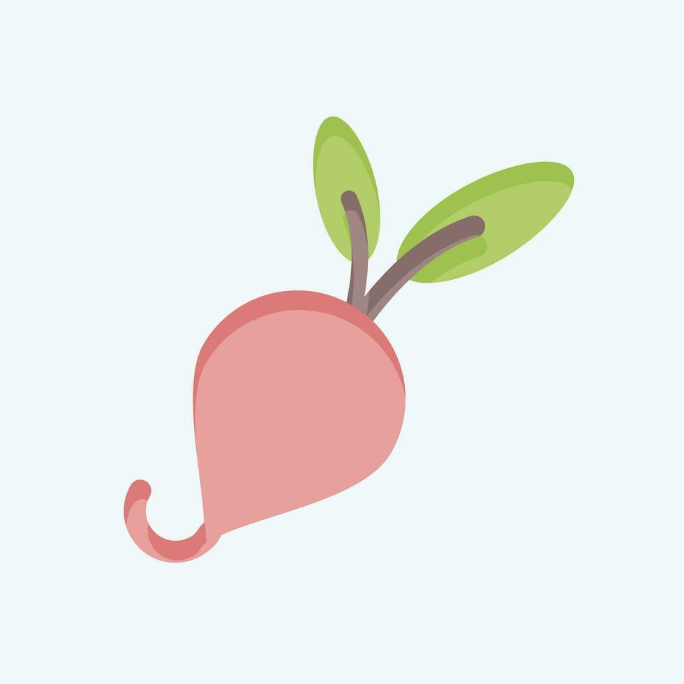 Icon Radish. related to Fruit and Vegetable symbol. flat style. simple design editable. simple illustration vector