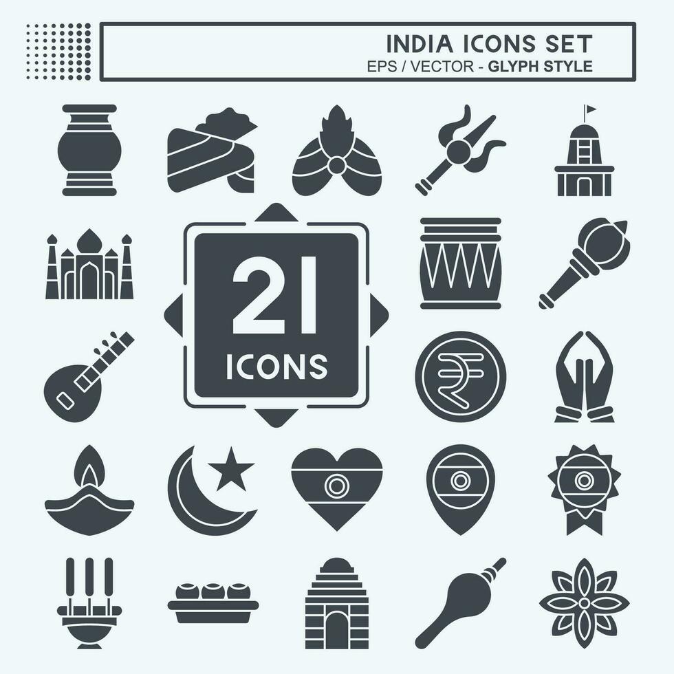 Icon Set India. related to Holiday symbol. glyph style. simple design editable. simple illustration vector