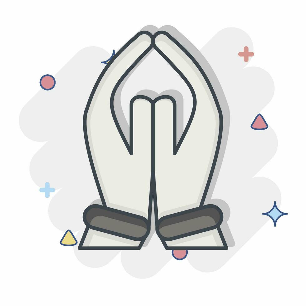 Icon Pray. related to India symbol. comic style. simple design editable. simple illustration vector