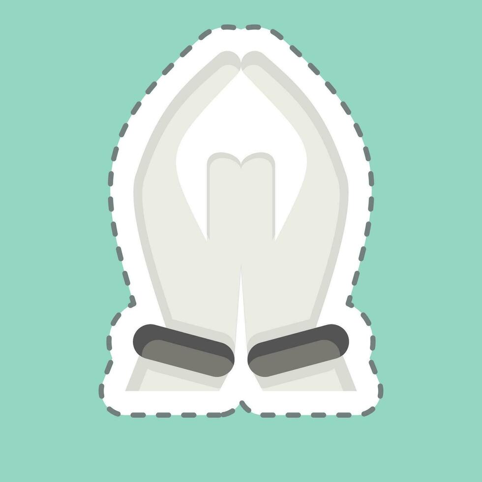 Sticker line cut Pray. related to India symbol. simple design editable. simple illustration vector