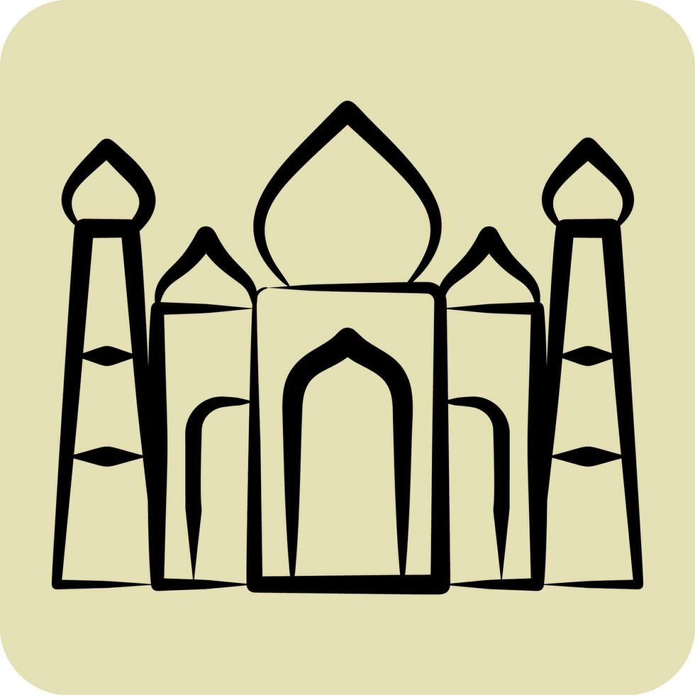 icono taj mahal. relacionado a India símbolo. mano dibujado estilo. sencillo diseño editable. sencillo ilustración vector