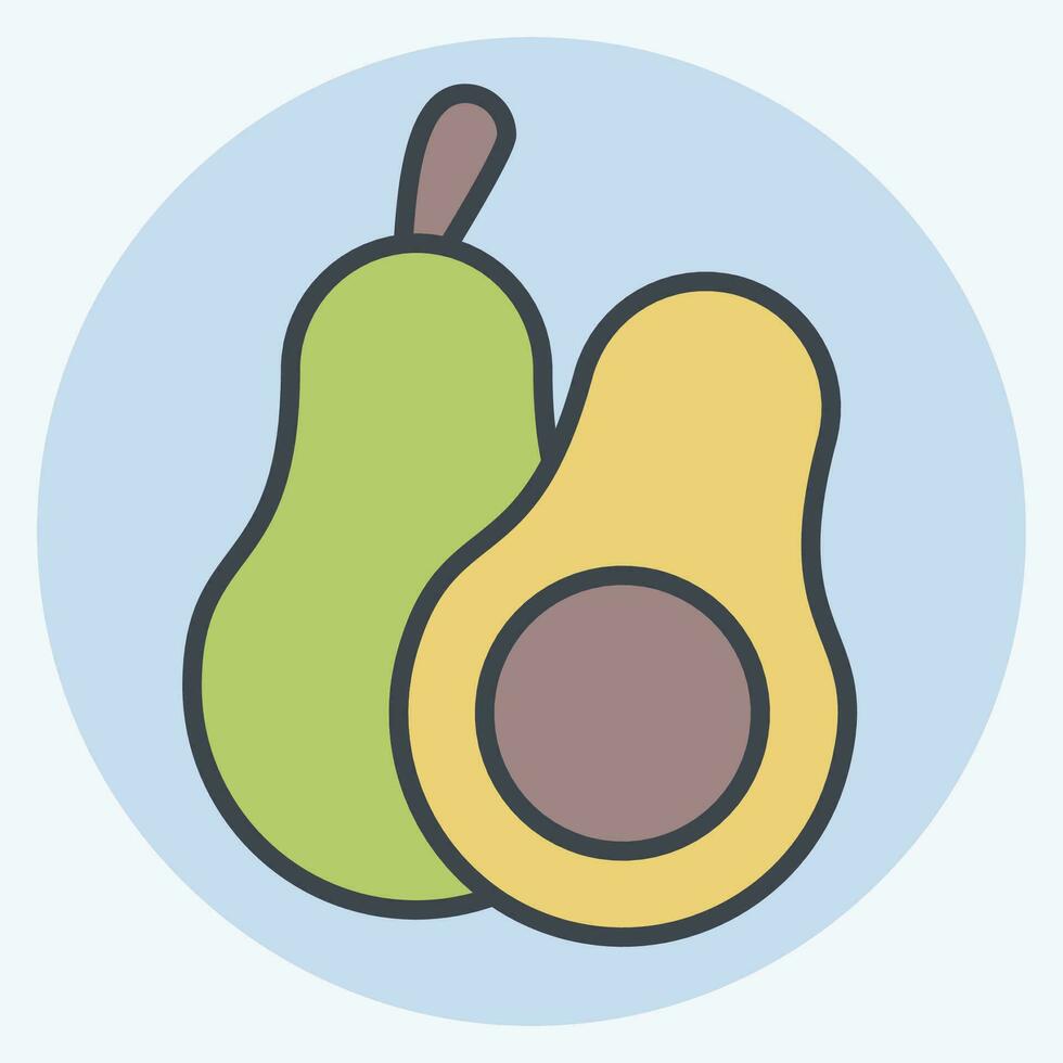 Icon Avocado. related to Fruit and Vegetable color mate style. simple design editable. simple illustration vector