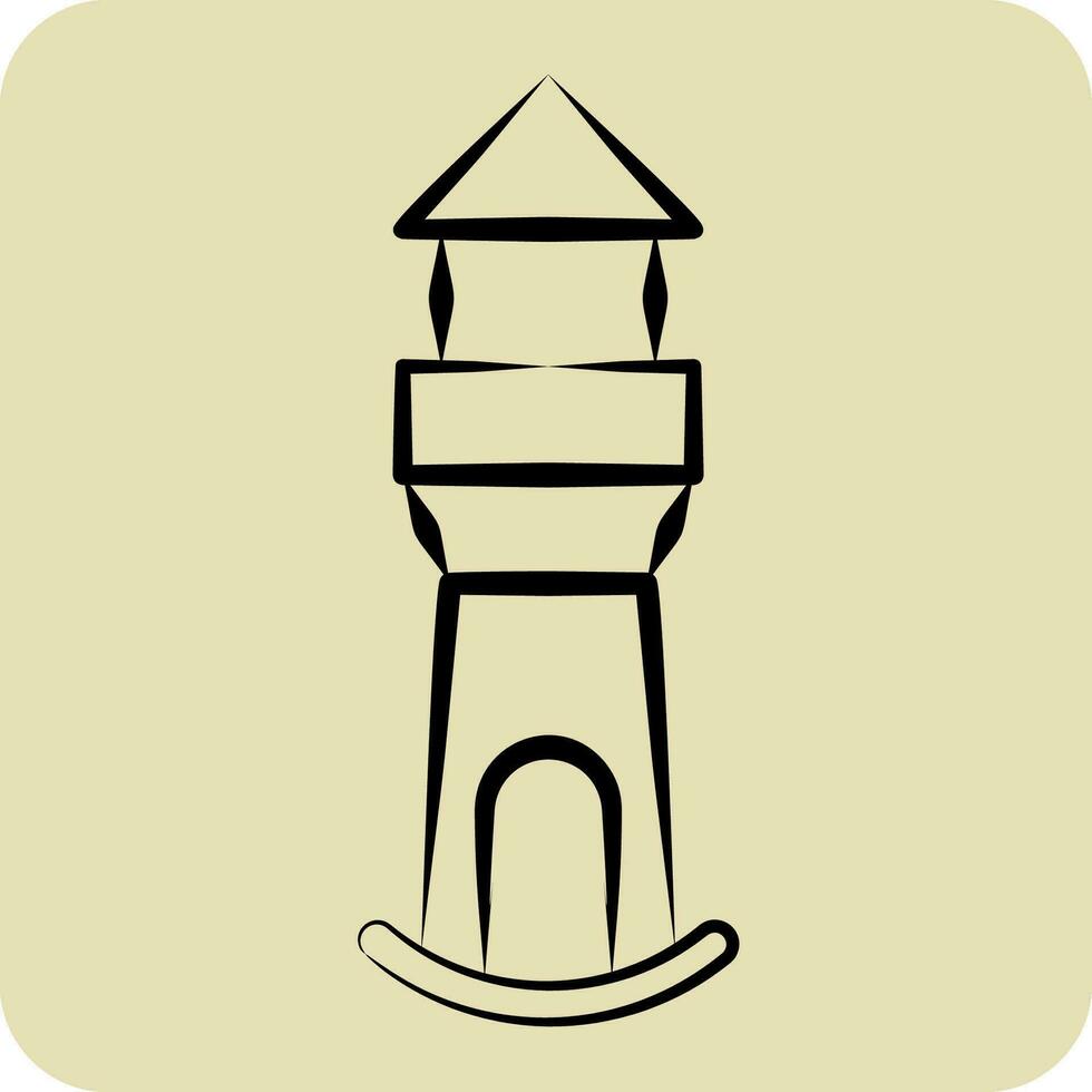 Icon Lighthouse. related to Icon Building symbol. hand drawn style. simple design editable. simple illustration vector