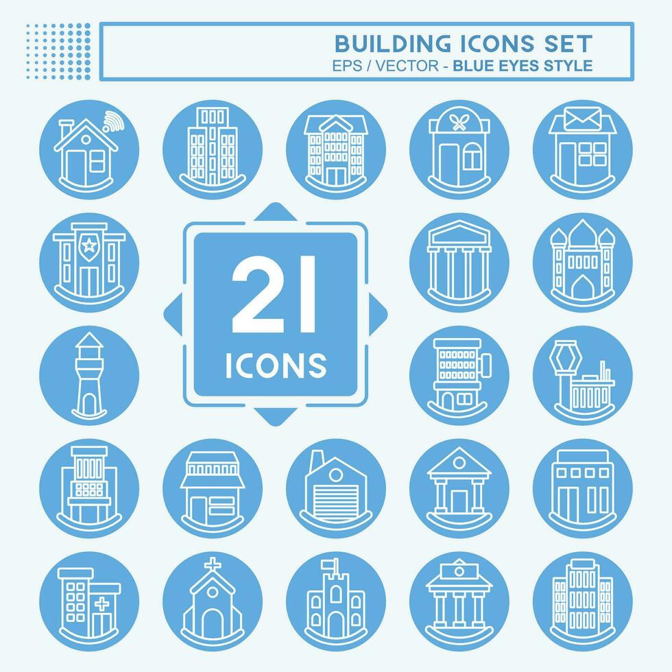 Icon Set Building. related to Icon Construction symbol. blue eyes style. simple design editable. simple illustration vector