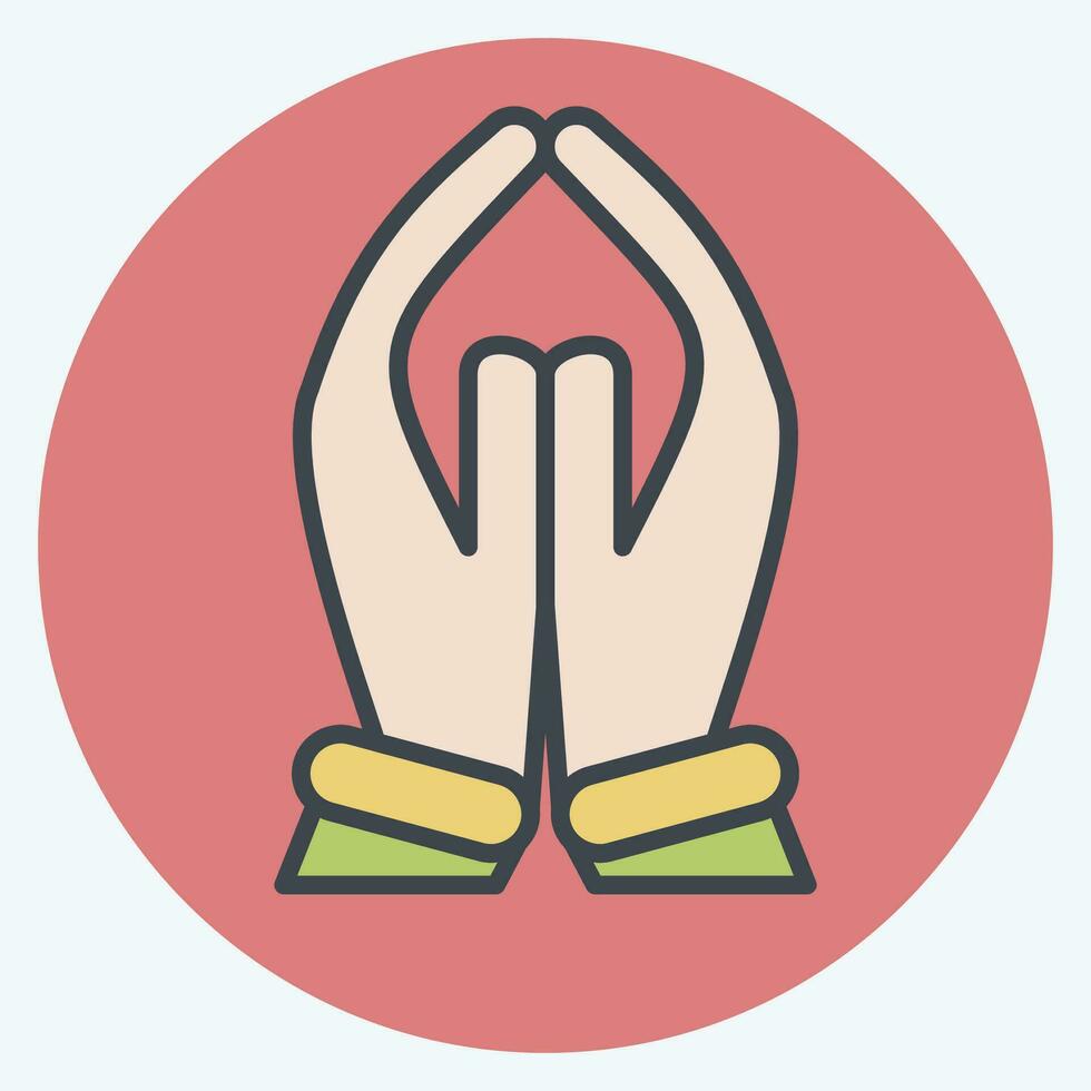 Icon Pray. related to India symbol. color mate style. simple design editable. simple illustration vector