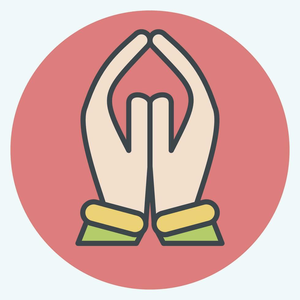 Icon Pray. related to India symbol. color mate style. simple design editable. simple illustration vector