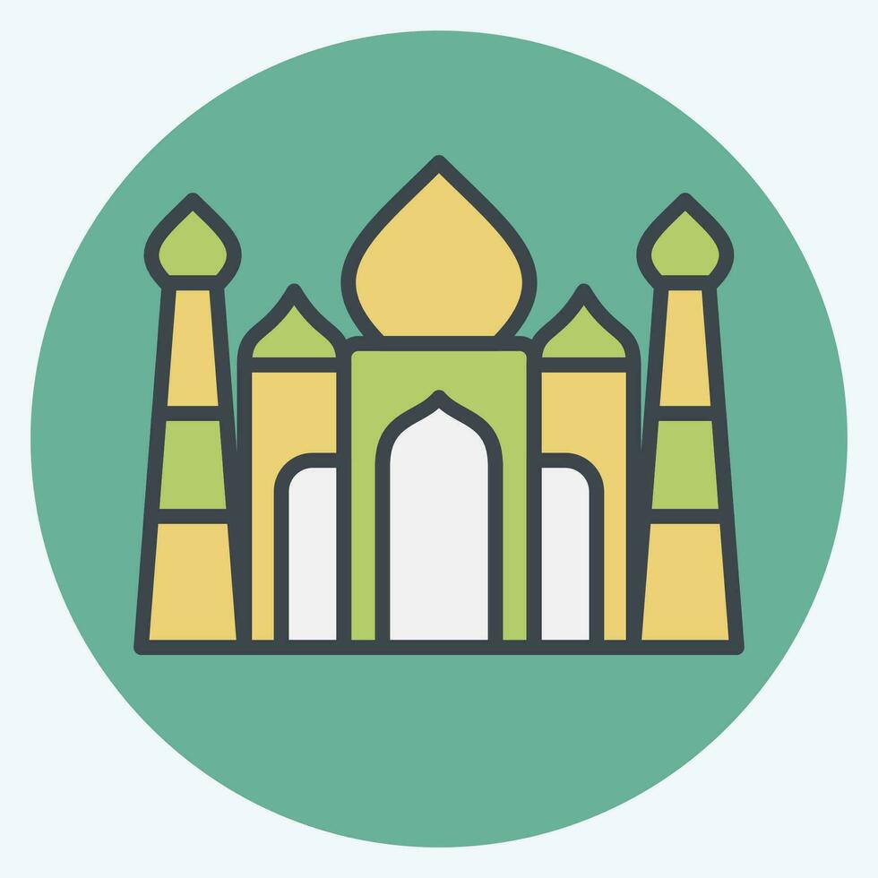 Icon Taj Mahal. related to India symbol. color mate style. simple design editable. simple illustration vector