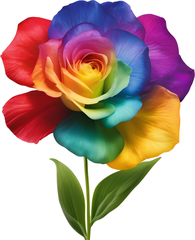 A painting of a rainbow flower. AI-Generated. png