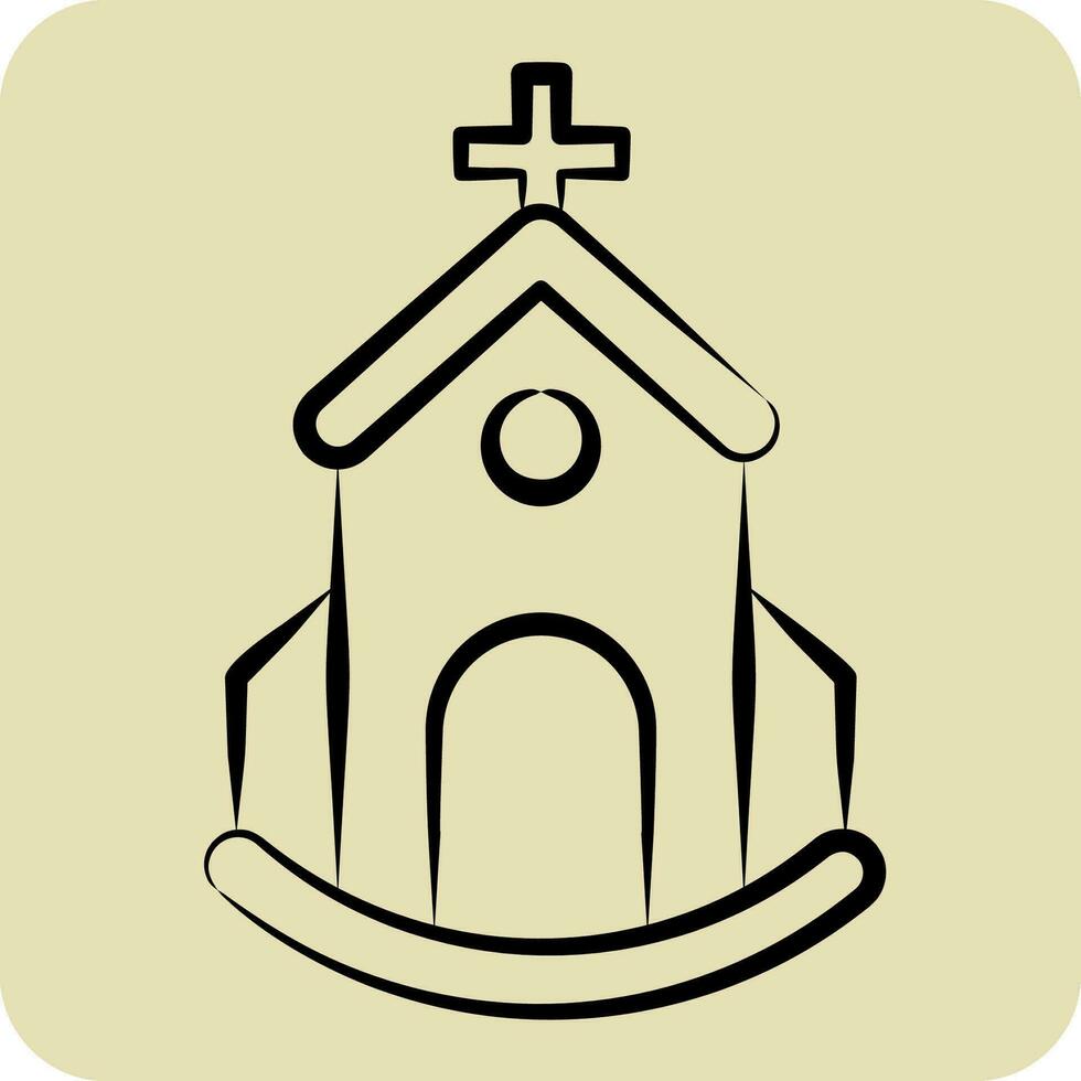 Icon Church. related to Icon Building symbol. hand drawn style. simple design editable. simple illustration vector