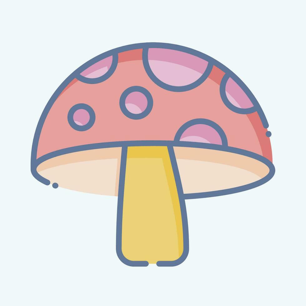 Icon Mushroom. related to Fruit and Vegetable symbol. doodle style. simple design editable. simple illustration vector