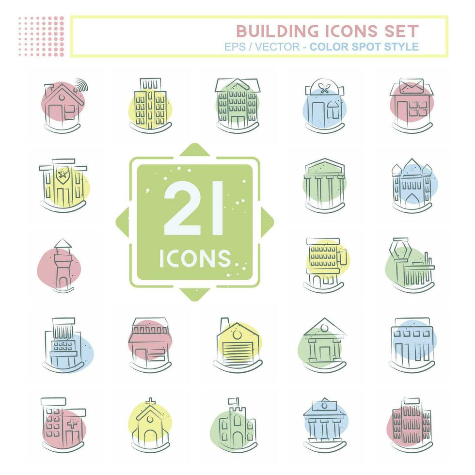 Icon Set Building. related to Icon Construction symbol. Color Spot Style. simple design editable. simple illustration vector