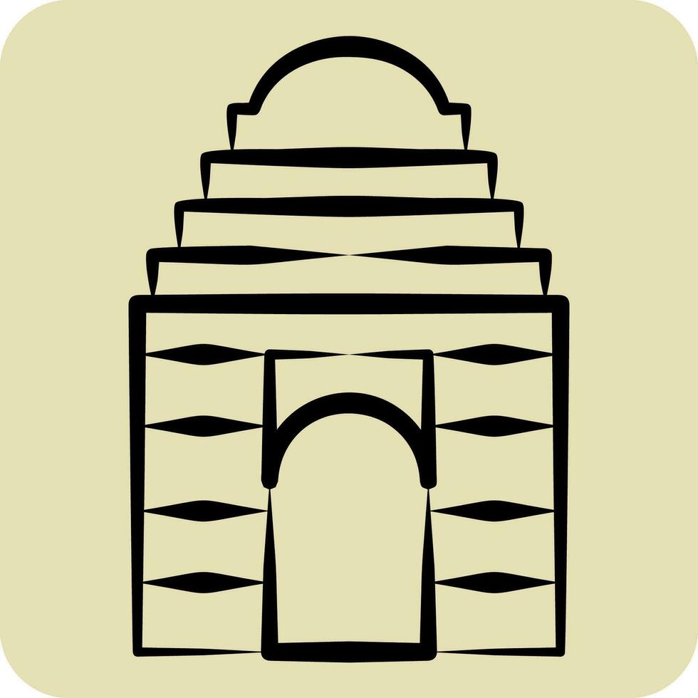 Icon Gate of India. related to India symbol. hand drawn style. simple design editable. simple illustration vector