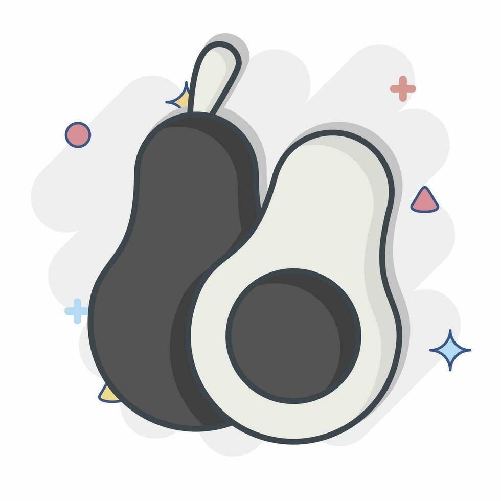 Icon Avocado. related to Fruit and Vegetable symbol. comic style. simple design editable. simple illustration vector