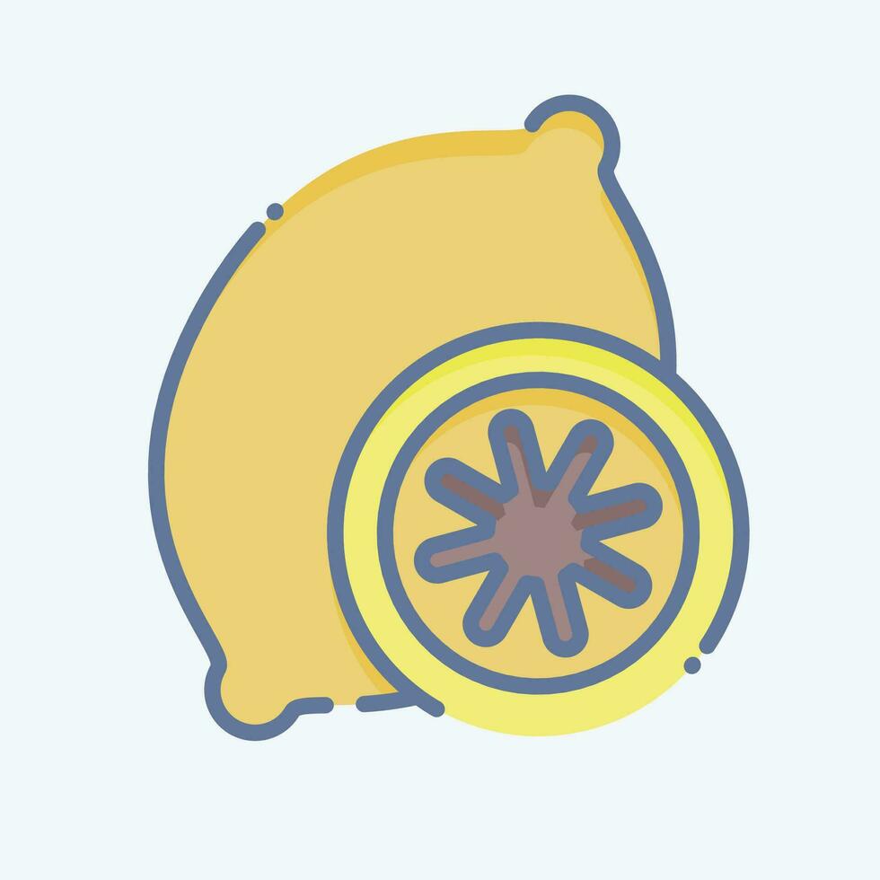 Icon Lemon. related to Fruit and Vegetable symbol. doodle style. simple design editable. simple illustration vector