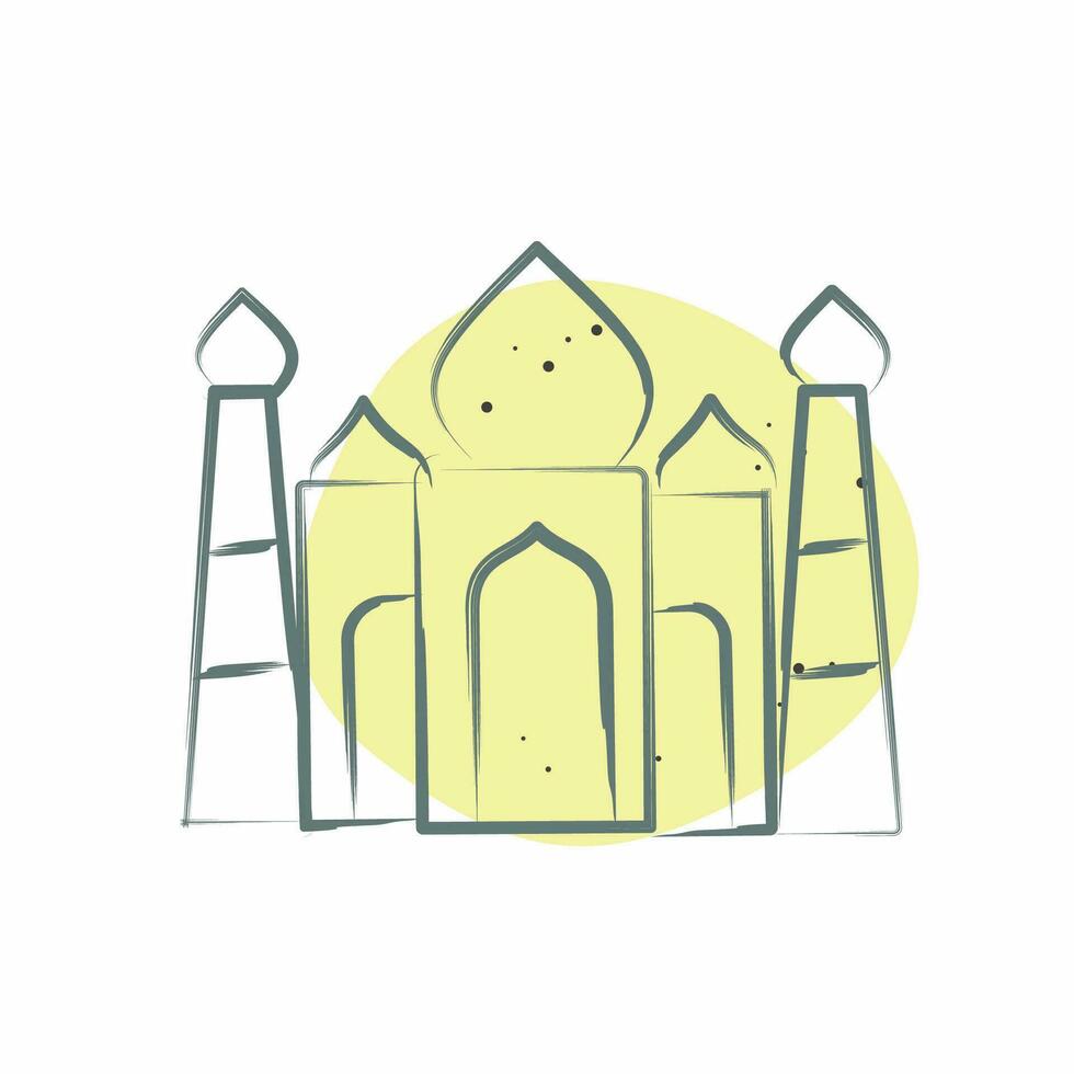 Icon Taj Mahal. related to India symbol. Color Spot Style. simple design editable. simple illustration vector