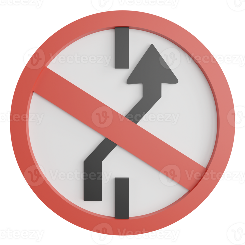 No lane change sign right clipart flat design icon isolated on transparent background, 3D render road sign and traffic sign concept png