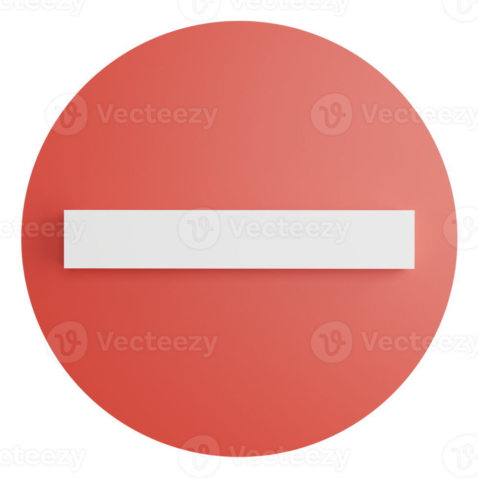 No entry sign clipart flat design icon isolated on transparent background, 3D render road sign and traffic sign concept png