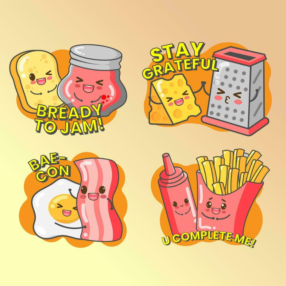 Vector Cute Vegetables Chili Beet Root Tomato BellPepper with Quotes Icon Stickerpack