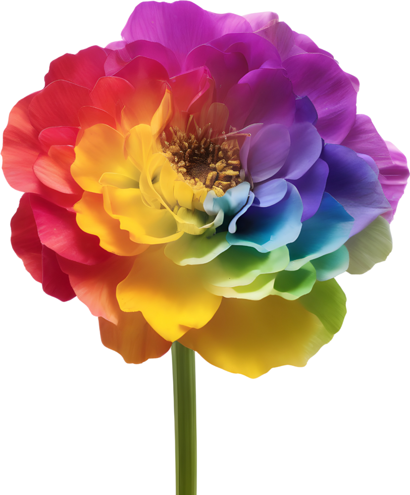 A painting of a rainbow flower. AI-Generated. png