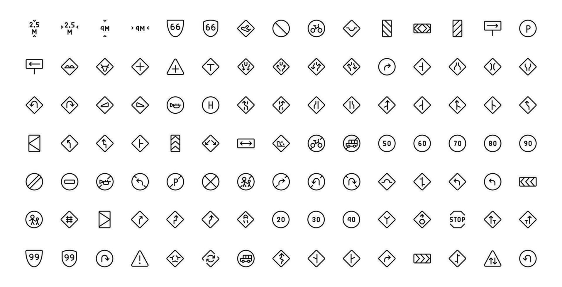 la carretera señales y símbolos icono. vector ilustración. editable ataque. adecuado para ui ux web aplicaciones