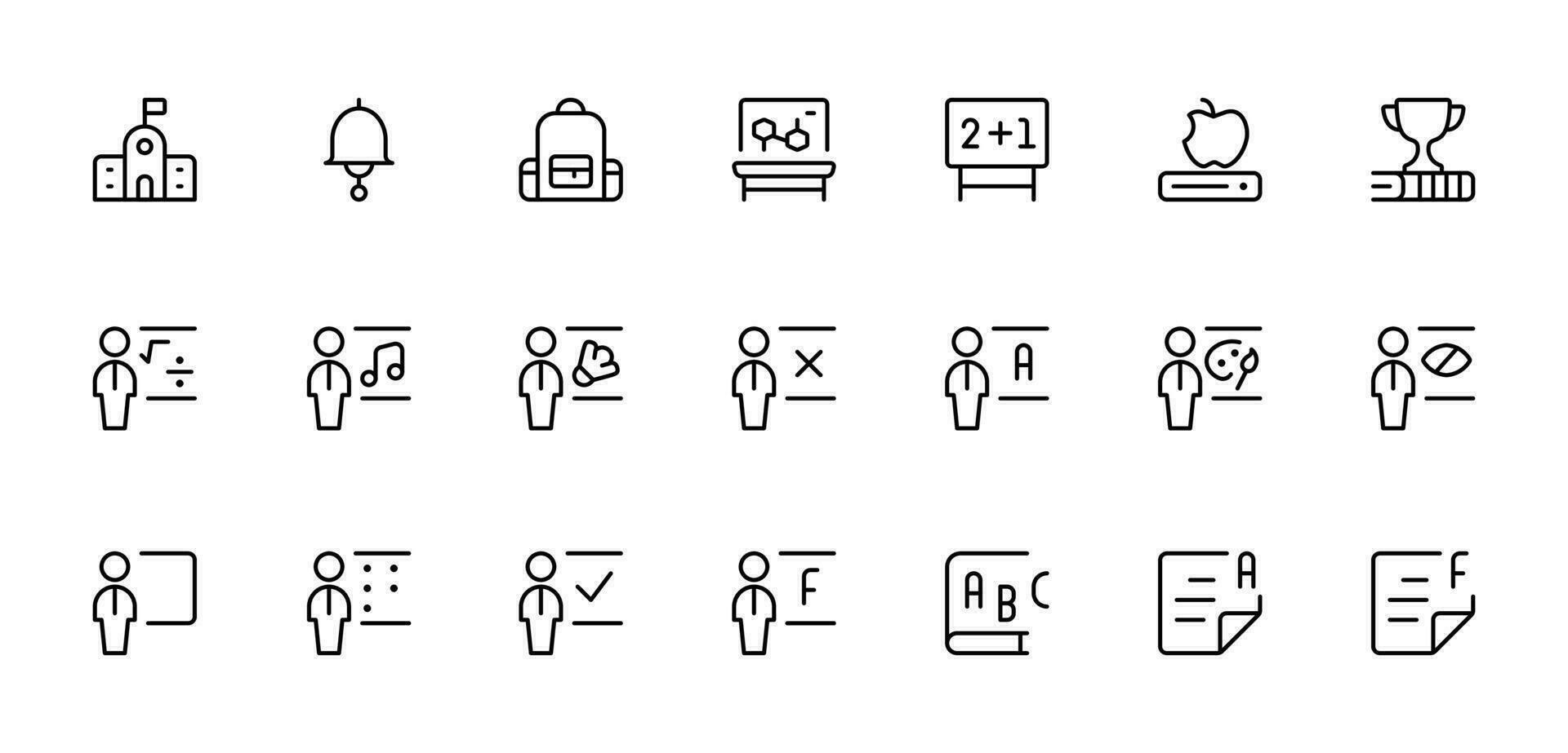 school related icon, vector set design with Editable Stroke. Line, Solid, Flat Line, thin style and Suitable for Web Page, Mobile App, UI, UX design.