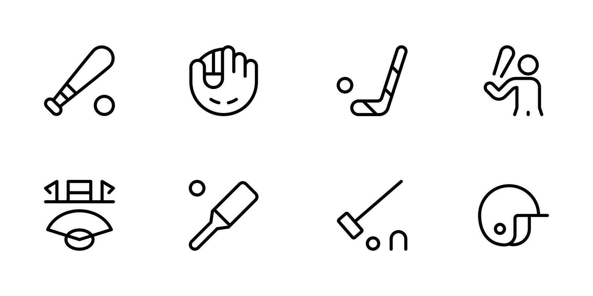Baseball icon, vector set design with Editable Stroke. Line, Solid, Flat Line, thin style and Suitable for Web Page, Mobile App, UI, UX design.