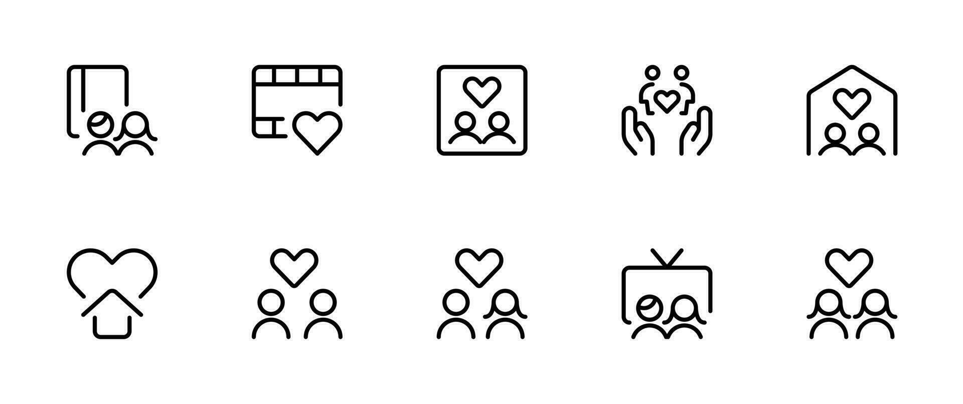 Pareja icono, amoroso romántico Pareja vector conjunto diseño con editable ataque. línea, sólido, plano línea, Delgado estilo y adecuado para web página, móvil aplicación, ui, ux diseño.