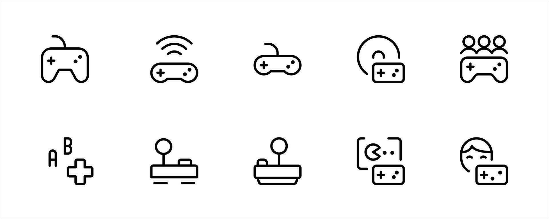 mando, mando, icono colocar. mandos para juegos. vídeo juego controlador, lineal iconos editable ataque. línea, sólido, plano línea, Delgado estilo y adecuado para web página, móvil aplicación, ui, ux diseño. vector
