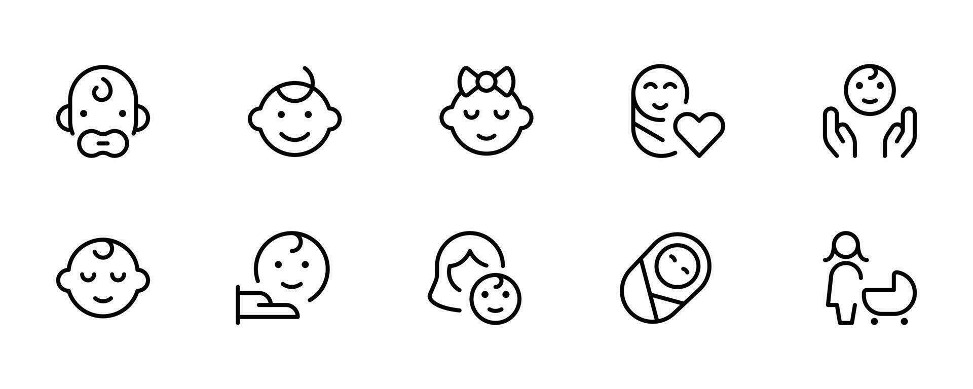 Baby icon, babies vector set design with Editable Stroke. Line, Solid, Flat Line, thin style and Suitable for Web Page, Mobile App, UI, UX design.