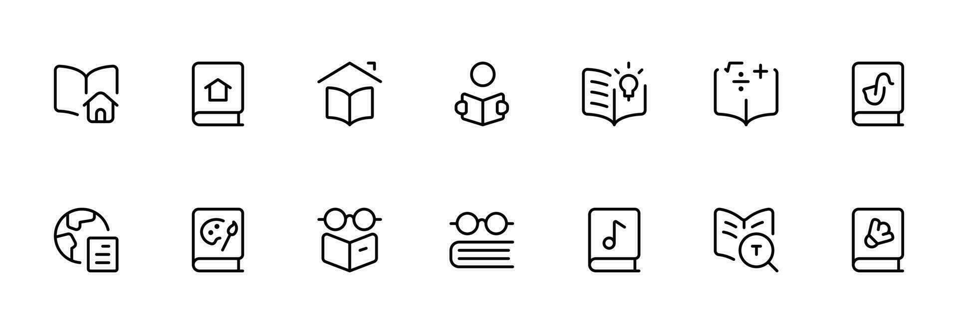 reading icon, books icon vector set design with Editable Stroke. Line, Solid, Flat Line, thin style and Suitable for Web Page, Mobile App, UI, UX design.