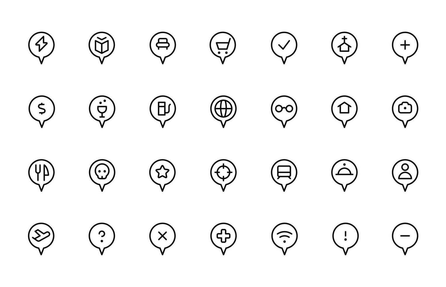 ubicación icono. mapa alfiler sitio marcador. lineal editable ataque. línea, sólido, plano línea, Delgado estilo y adecuado para web página, móvil aplicación, ui, ux diseño. vector