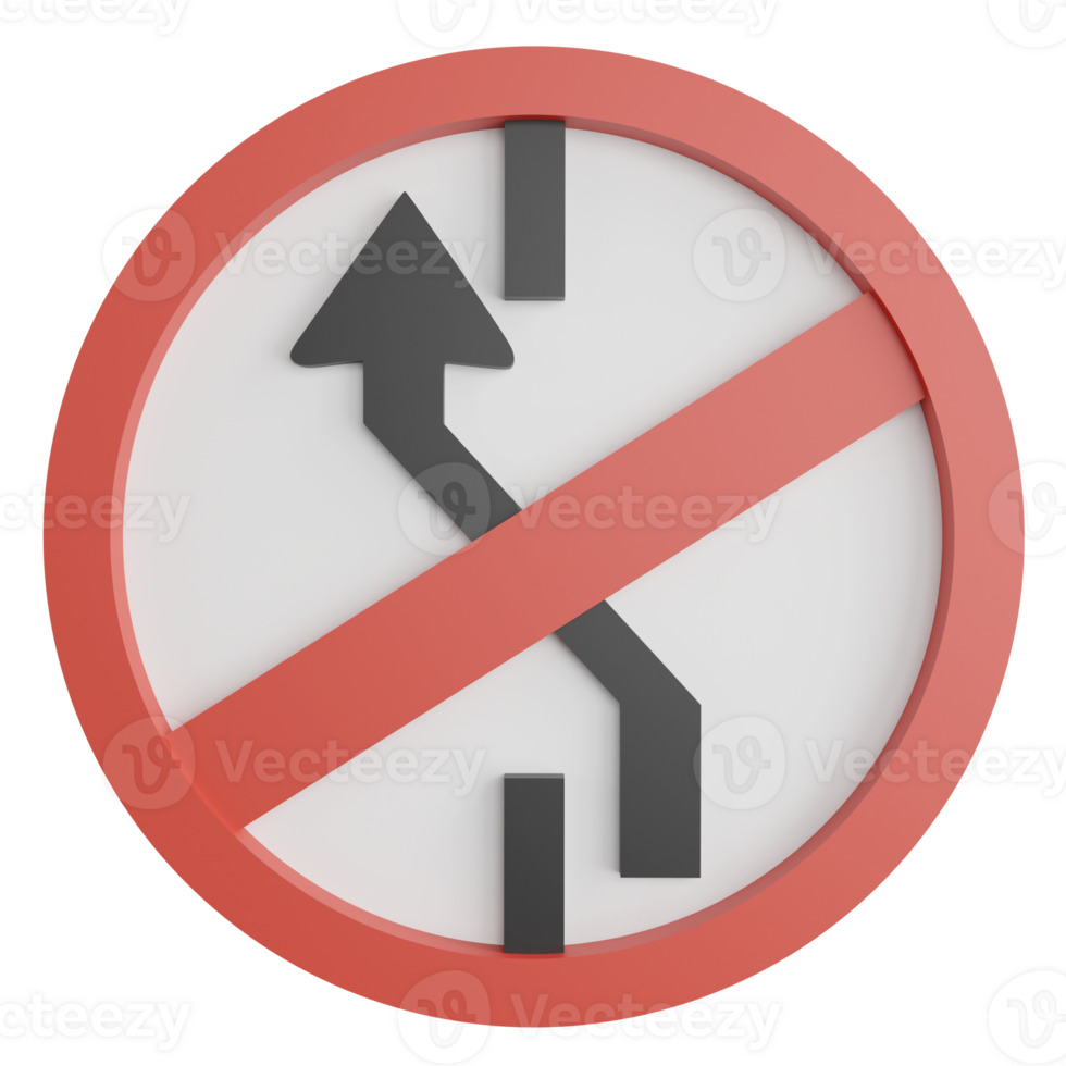 No lane change sign left clipart flat design icon isolated on transparent background, 3D render road sign and traffic sign concept png