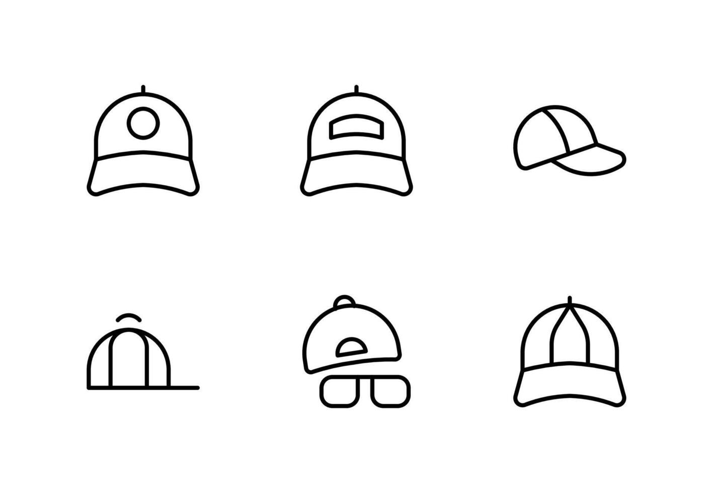 cap icon, caps, Black baseball cap, cricket cap icon editable Stroke and Suitable for Web Page, Mobile App, UI, UX design. vector