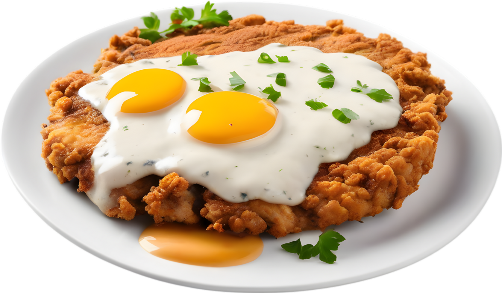 Image of Delicious-looking Chicken fried steak. AI-Generated. png
