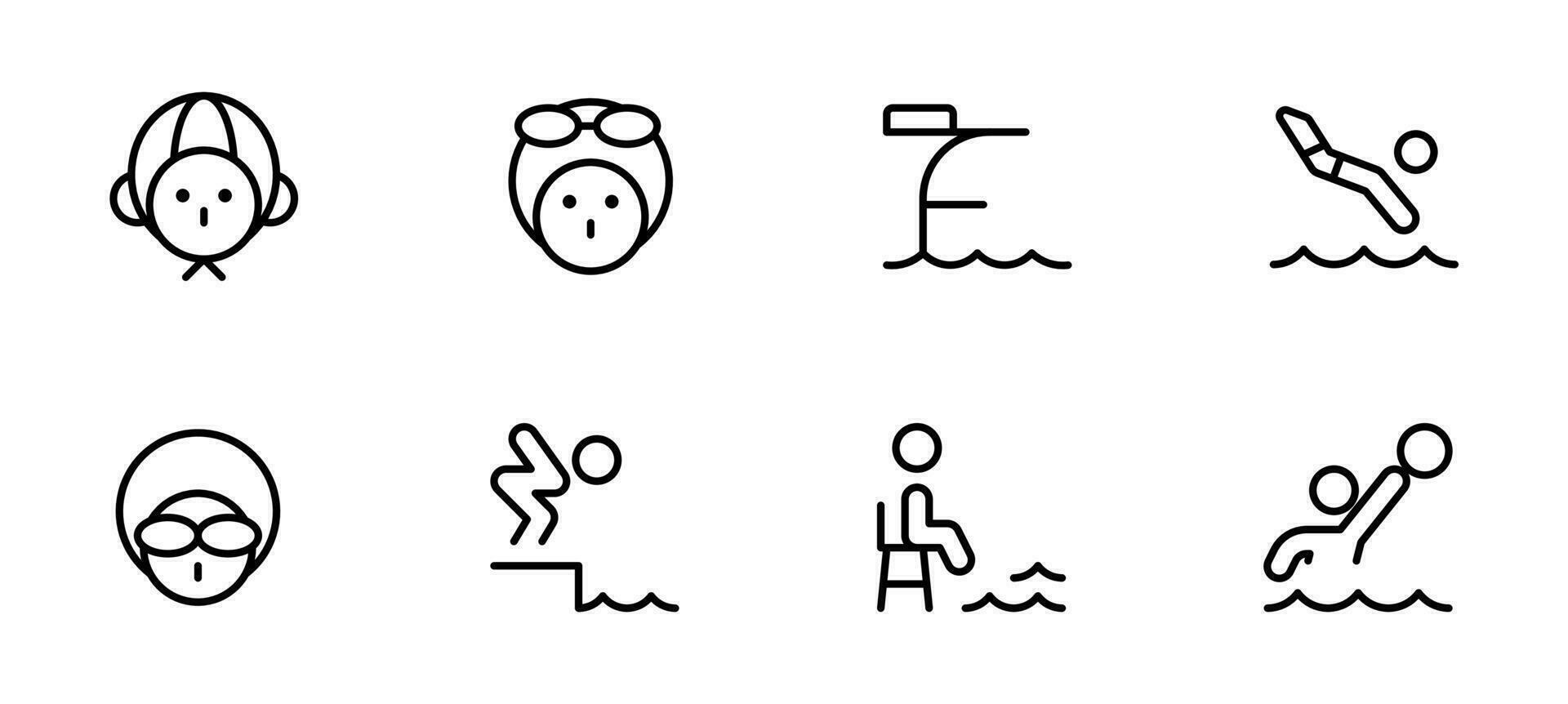 nadando icono, nadador, atleta, Deportes, piscina vector conjunto diseño con editable ataque. línea, sólido, plano línea, Delgado estilo y adecuado para web página, móvil aplicación, ui, ux diseño.