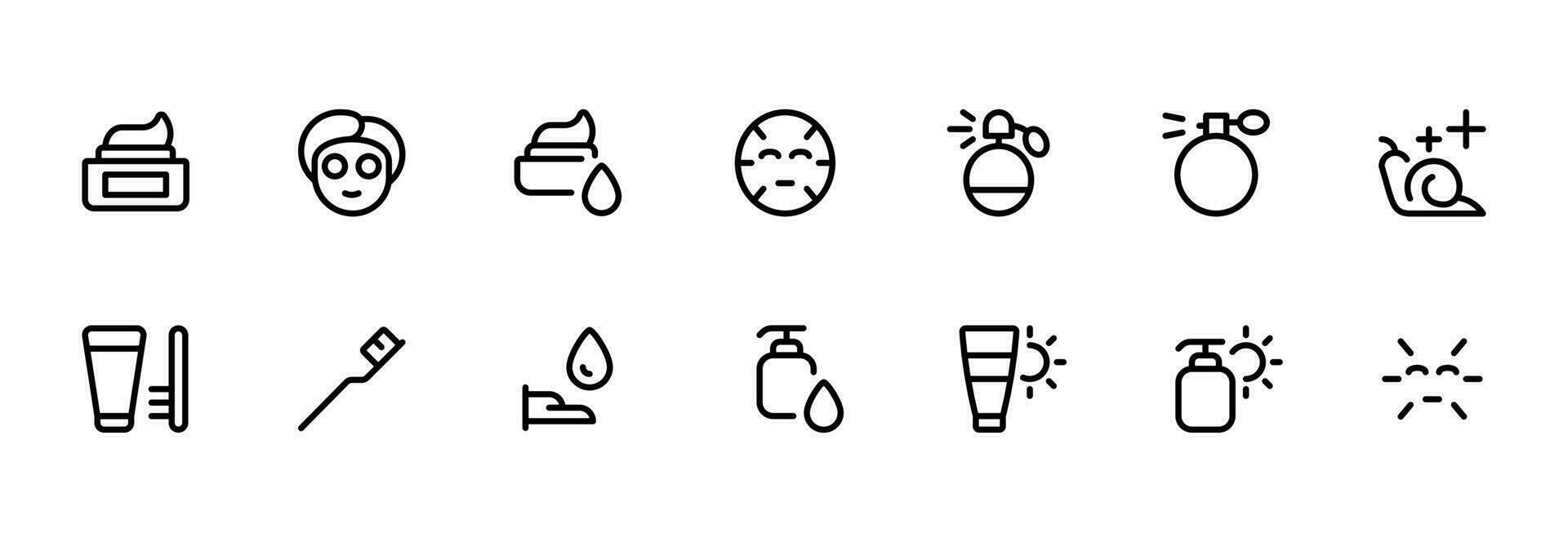 bodycare product icon vector set design with Editable Stroke. Line, Solid, Flat Line, thin style and Suitable for Web Page, Mobile App, UI, UX design.