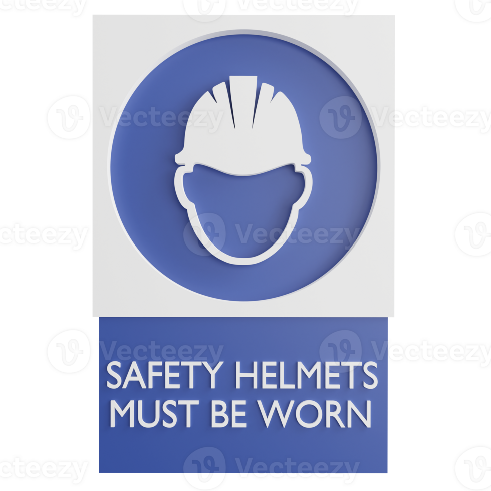 Safety helmets must be worn sign clipart flat design icon isolated on transparent background, 3D render road sign and traffic sign concept png