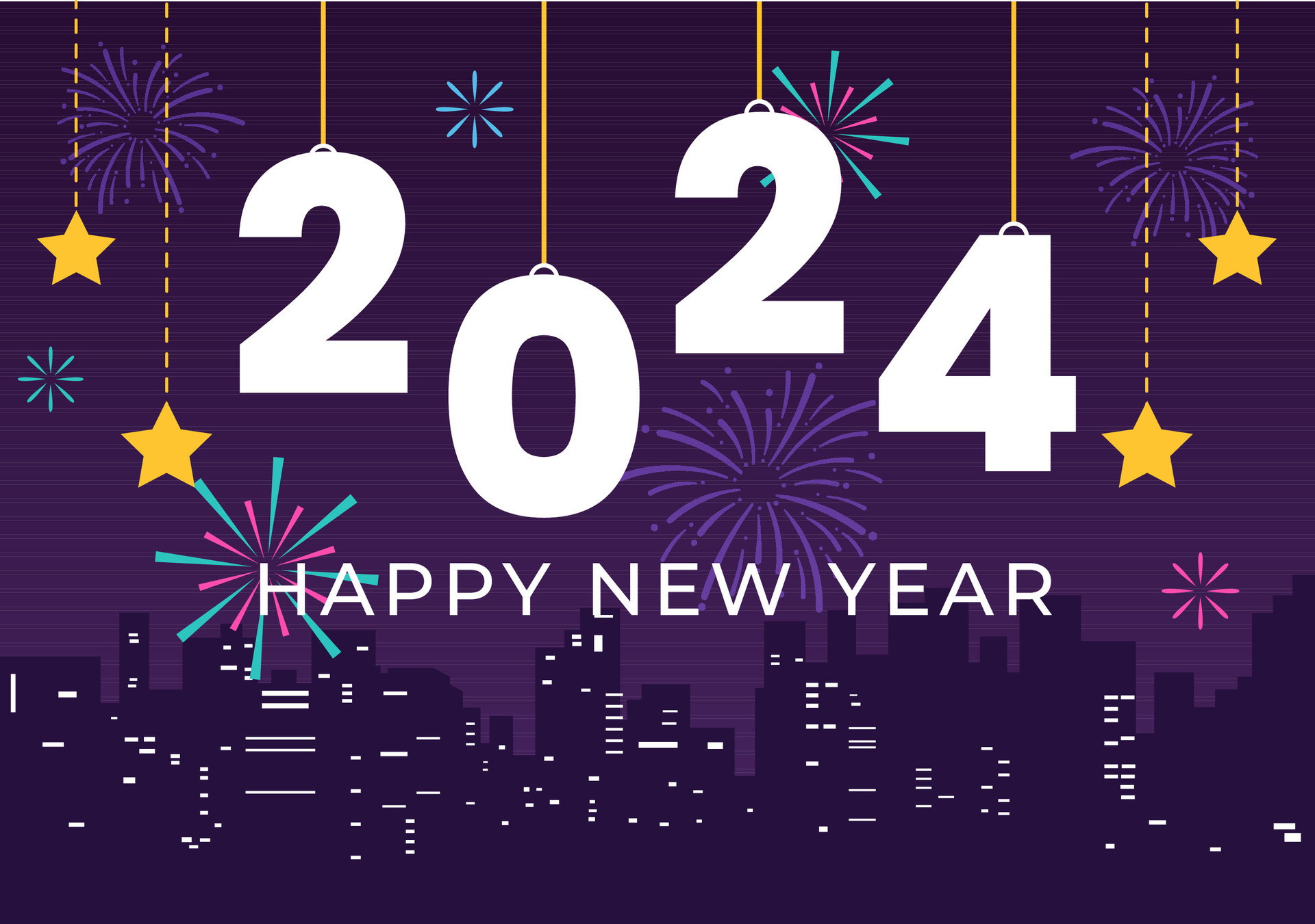 Happy New Year 2024 Celebration Vector Illustration with Trumpet ...