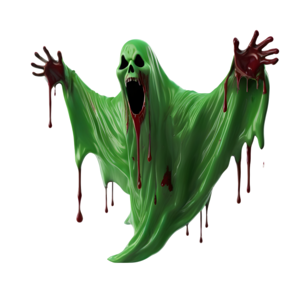 A terrifying ghost floats in the air. AI-Generated. png