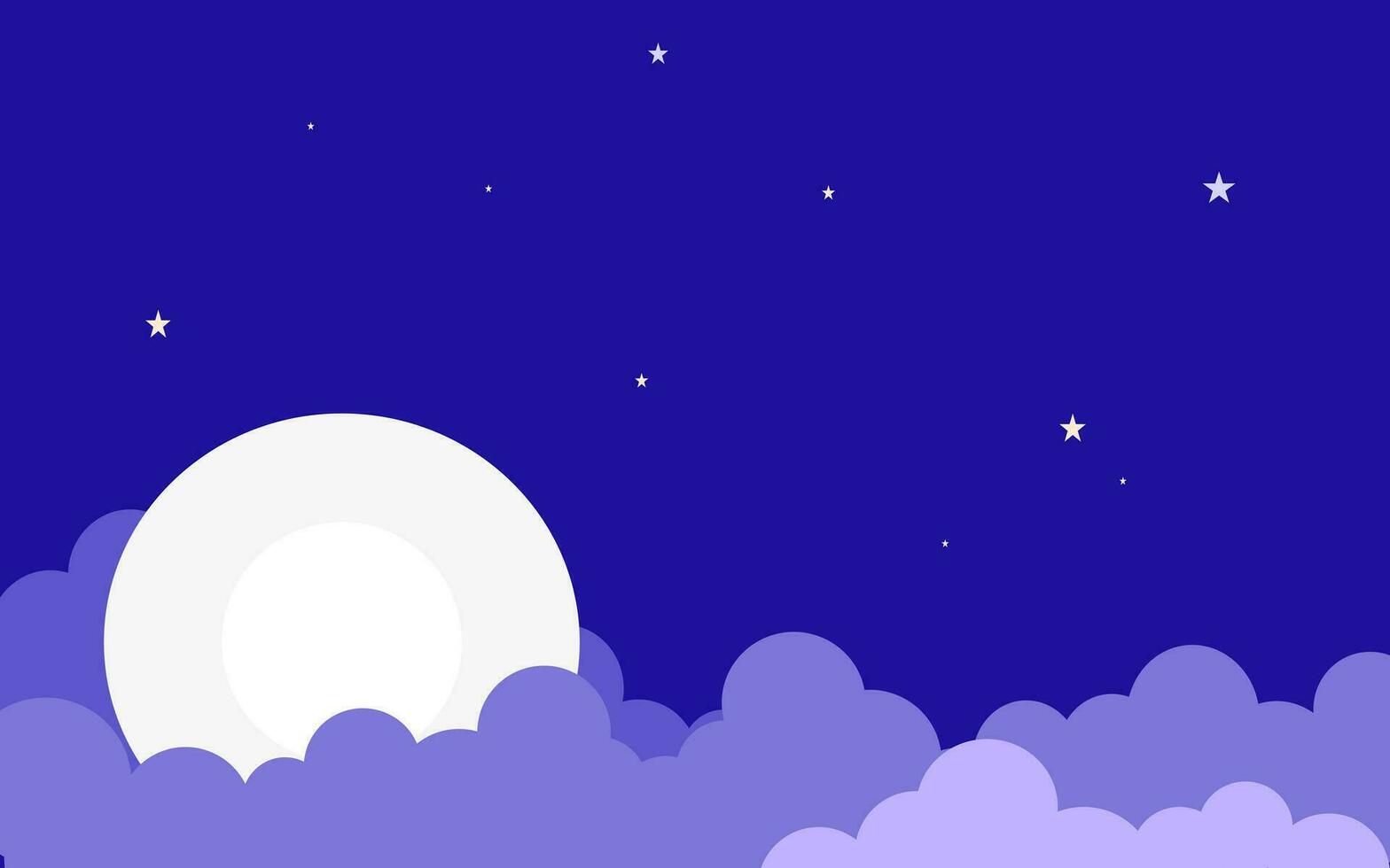 noche cielo con Luna y nubes papel cortar vector