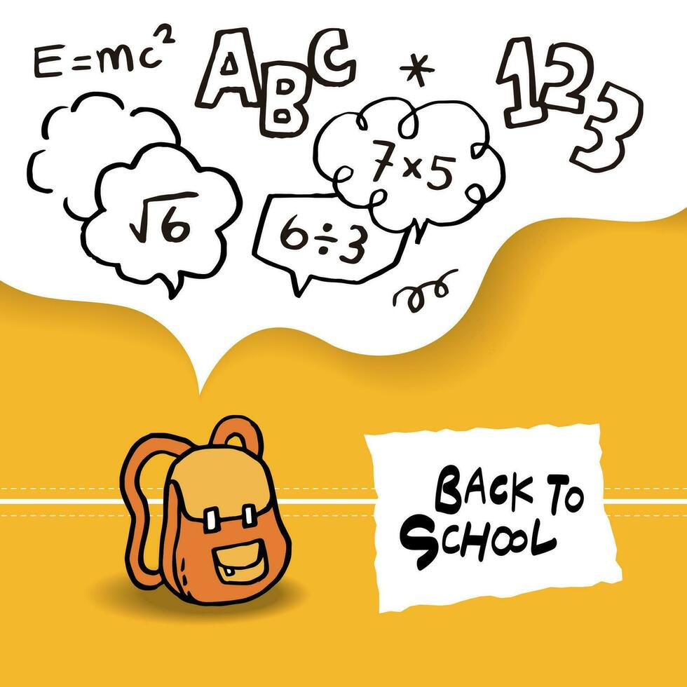 Back to School banner with hand drawn line art icons of education vector