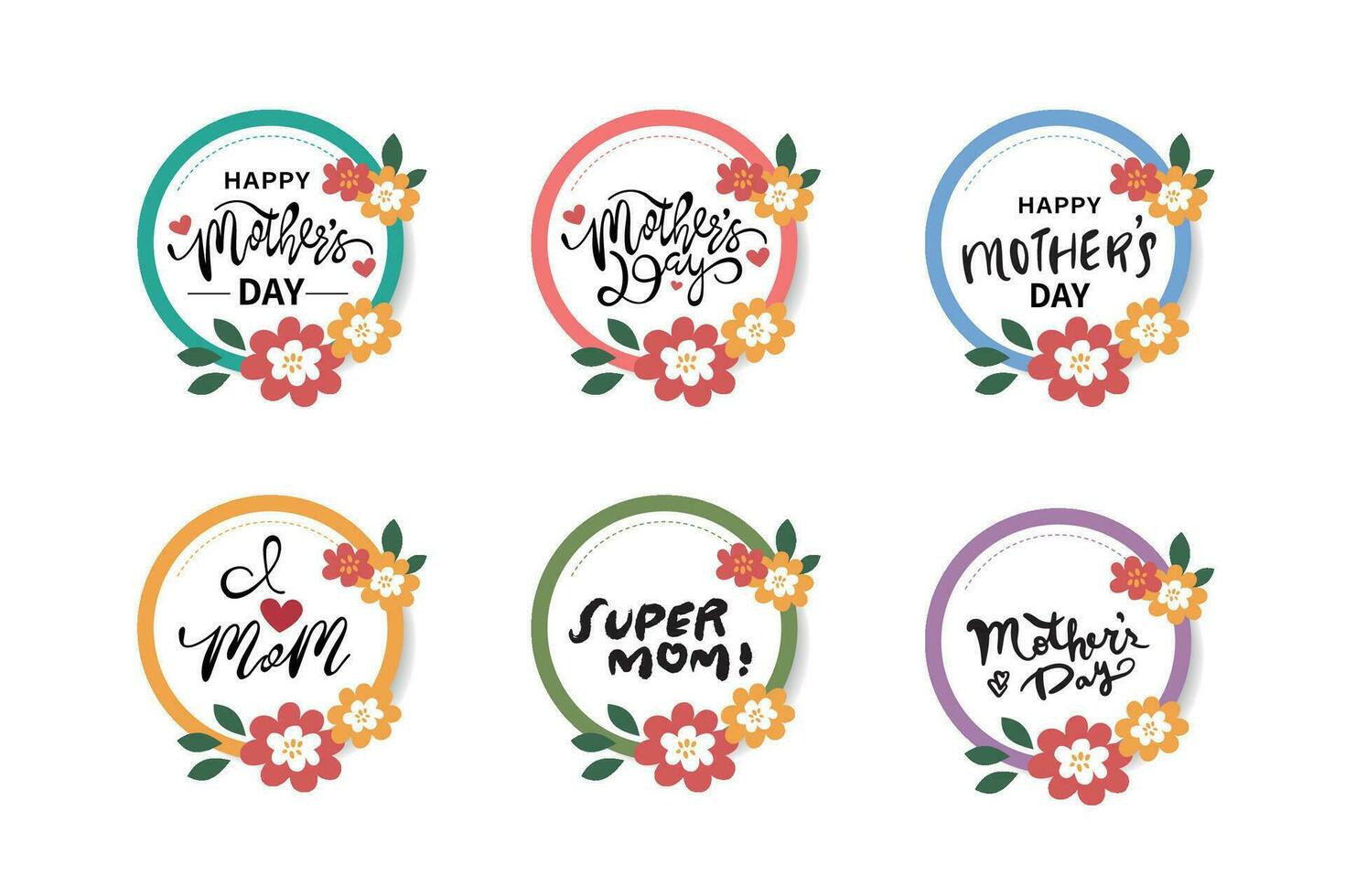 Vector illustration of joyous celebration Happy Mother's Day, Mother's Day text wreath