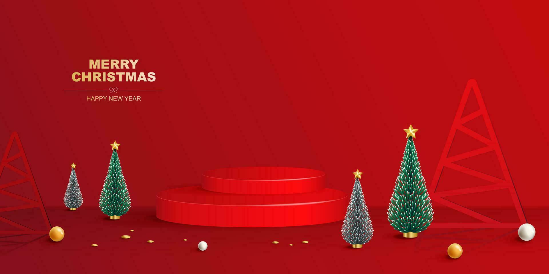 Merry Christmas background vector. Winter Christmas background with xmas tree. vector