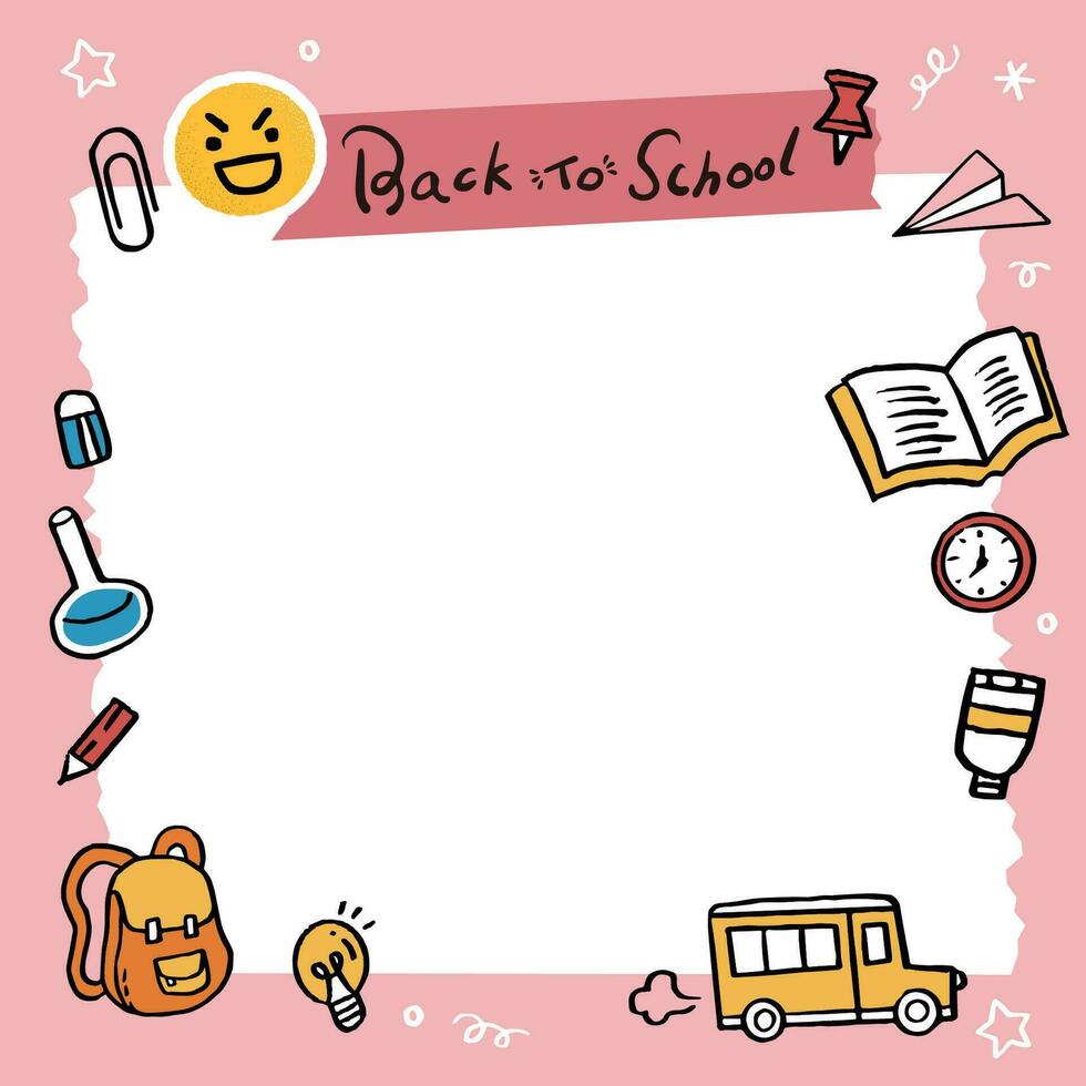 Back to School banner with hand drawn line art icons of education vector