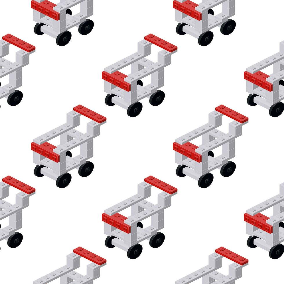 Pattern of grocery baskets in isometry on a white background. Vector
