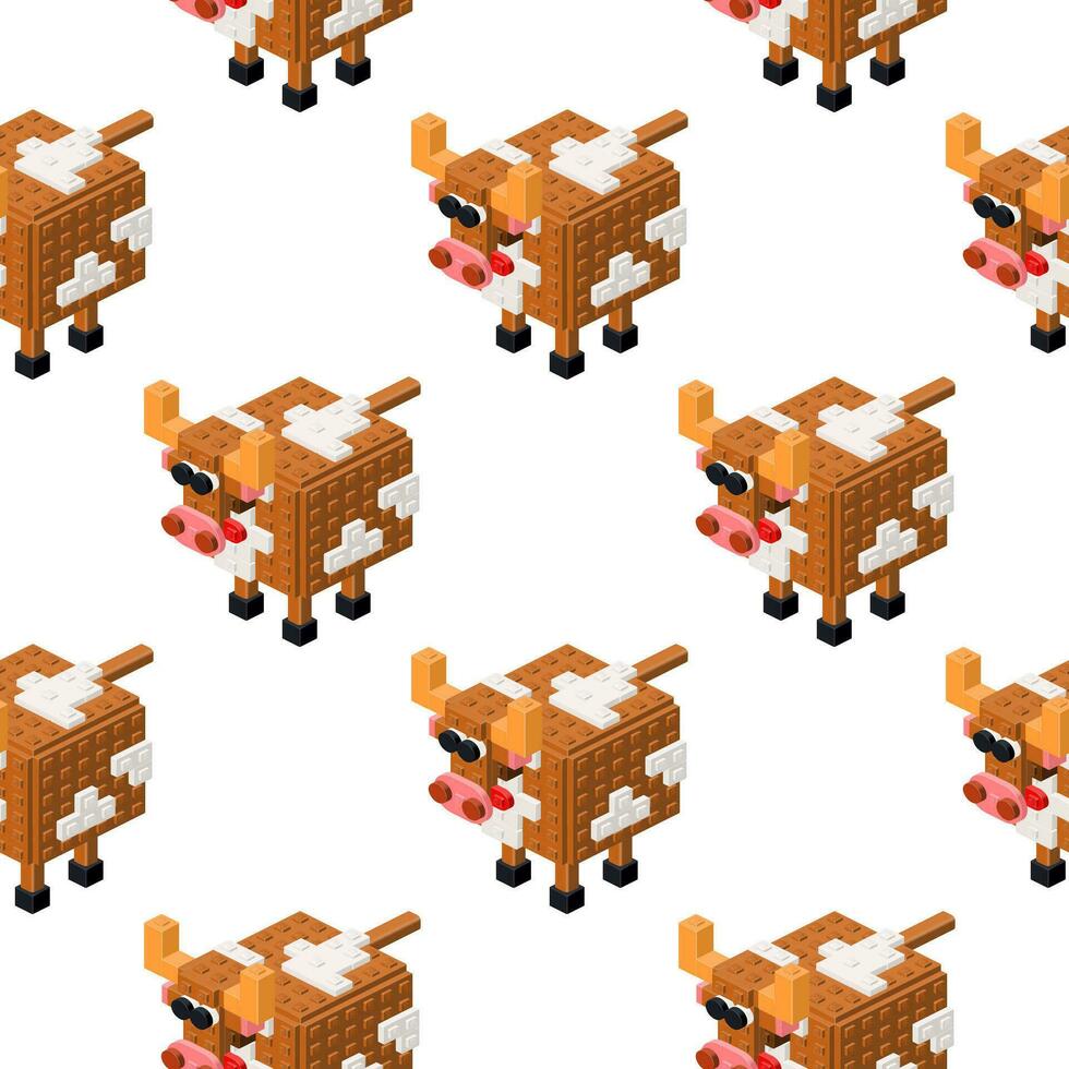 Isometric cow pattern. Vector clipart